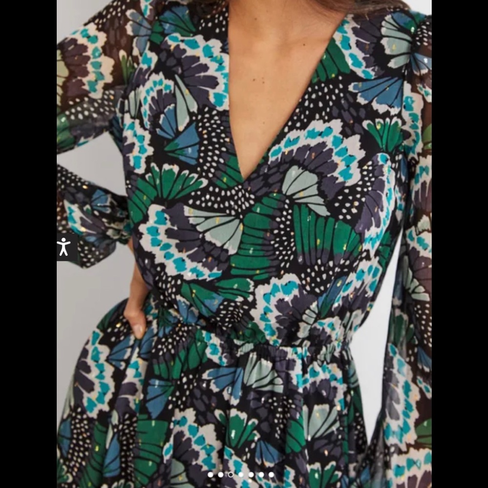 Boden Long Floral Maxi Dress in Green and Teal - Picture 4 of 9